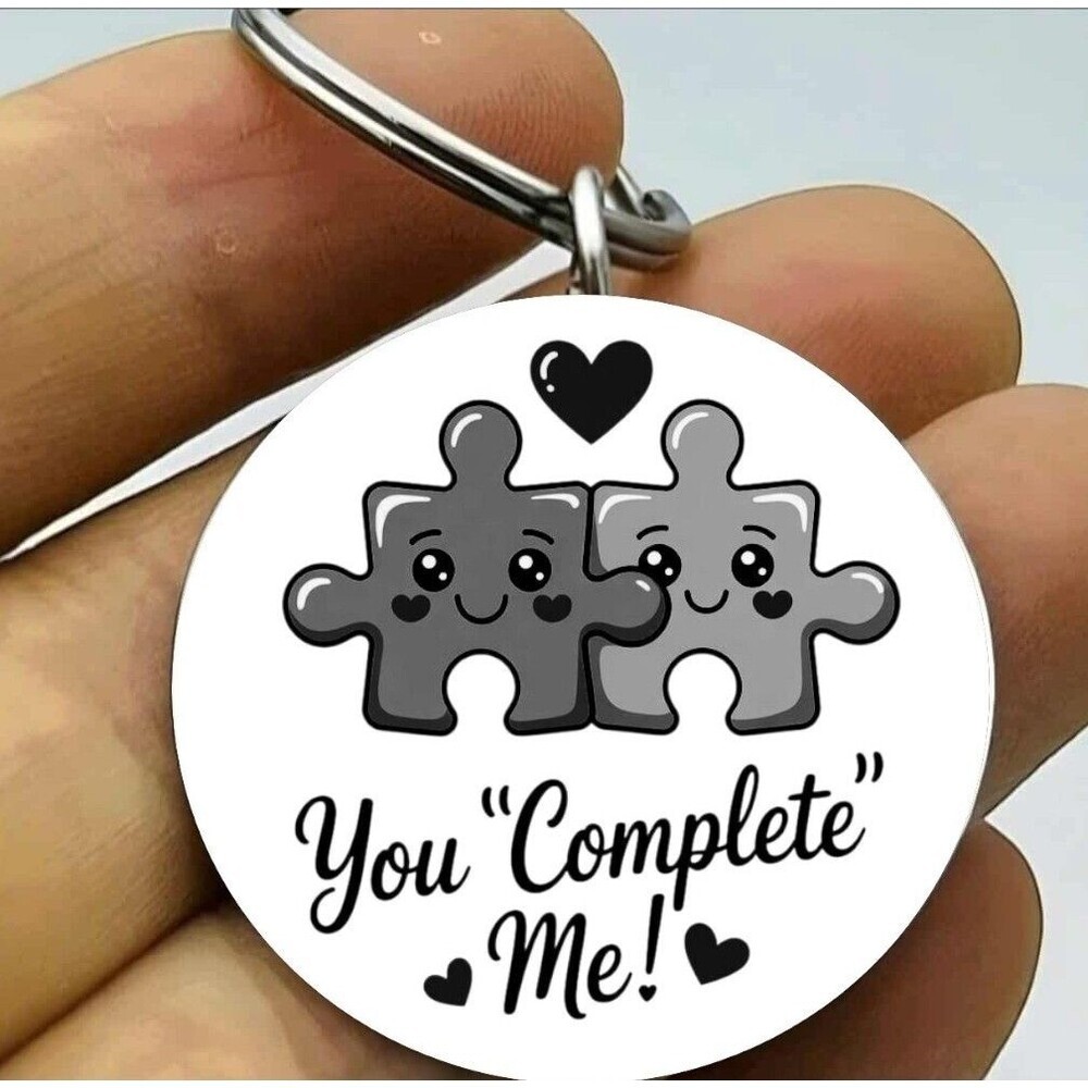 You Complete Me Puzzle Hot Emoji Anime Stainless Keychain Lover Kiss
